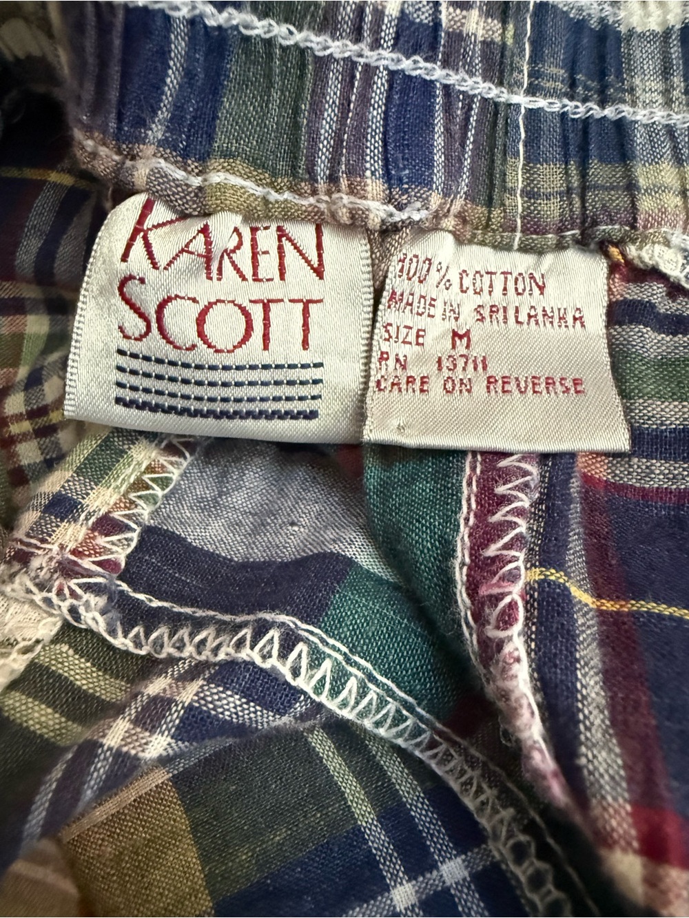 Karen Scott 100% Cotton Plaid Tiered Maxi Skirt Cottagecore Prairie Skirt - Picture 5 of 6